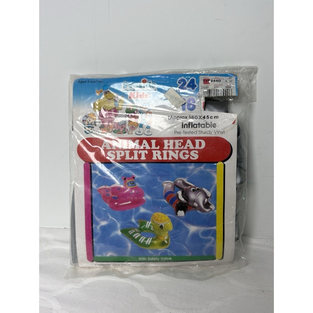 Tony Seaside Kids Animal Head Split Ring Elephant Inflatable Pool Float Vintage